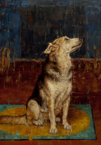 Zittende hond (en profil) Zittende hond (en profil)