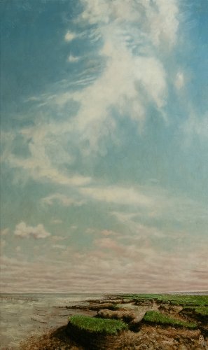 Wierum, wolk boven aangevreten land Wierum, wolk boven aangevreten land